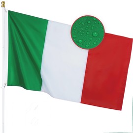 Italy Flag 3x5 Feet for Outside - Heavy Duty Nylon, Sewn Stripes, Fade Proof, Longest Lasting - Italian National Flag 3 X 5 FT with Brass Grommets Party Festival Indoor and Outdoor Decor