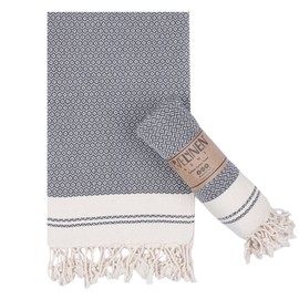 Evelynen Toallas de mano turcas | Toallas de mano 100% algodón para cuarto de baño, 40,6 x 101,6 cm, juego de 2 toallas de cocina decorativas, toalla turca prelavada para manos, cara, cabello, gimnasio, té, plato (gris oscuro)