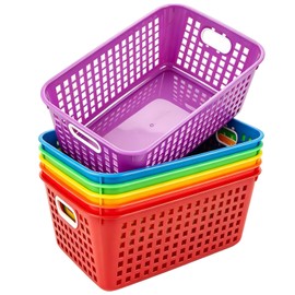 Bafeil 6 Pack Plastic Classroom Storage Baskets, Organizer Bins with Handle