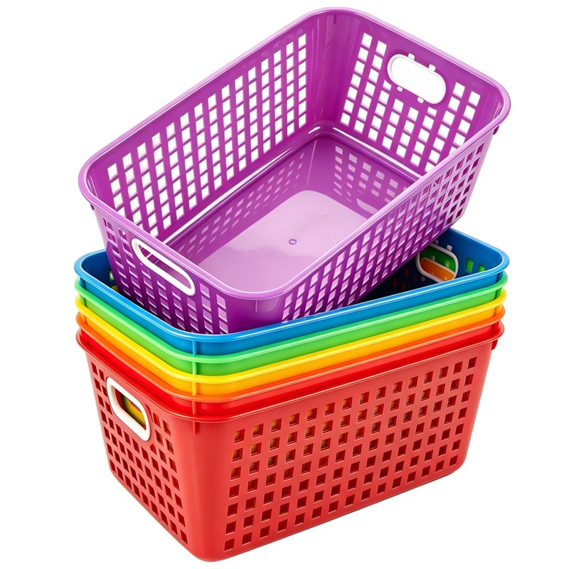 Bafeil 6 Pack Plastic Classroom Storage Baskets, Organizer Bins with