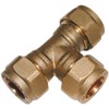 hep® 15mm Brass Compression Tee for Copper, Plastic Pipe WRAS