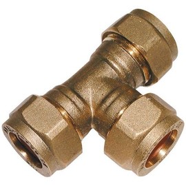 hep® 15mm Brass Compression Tee for Copper, Plastic Pipe WRAS & BS Approved for Hot Cold Water Heating Cooling (Pack of 1)