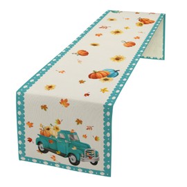 Pumpkin Table Runner,Thanksgiving Linen Farmhouse Table Runners,Kitchen Dining Table Runner Dresser Scarves for CoffeeTable Sofa Bedroom Home Living Room Decor Thanksgiving Pumpkin 13×72inch