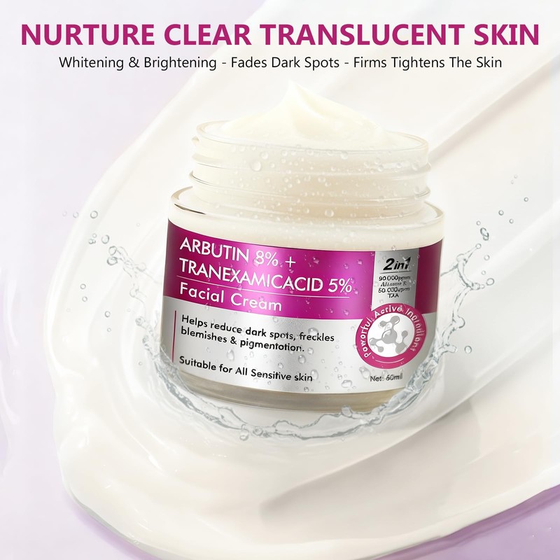 Arbutin 8% & Tranexamic Acid 5% Cream, Facial Moisturizer, 60