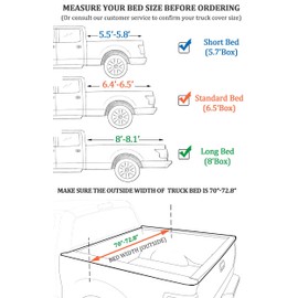 Coverify 2022 Upgraded Truck Bed Cover Standard Bed (6.5′ Box) for Ford Series GMC Silverado/Sierra Ram Tundra, Truck Bed Tarp Cover with Bungee Belts, Black 600D Waterproof Oxford Cargo Tarp Cover