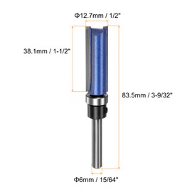 sourcing map Pattern Flush Trim Router Bit 0.24" Shank 1-1/2" Cutting Length 1/2" Cutting Dia with Top Bearings Straight Precise Cutting Woodworking Milling Cutter Tool for Trimming