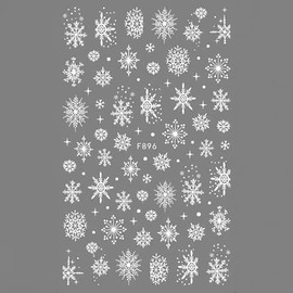 8 Sheets Snowflake Nail Stickers for Nail Art Winter Christmas Nail Decals 3D Self-Adhesive Glitter White Silver Snowflake Nail Design Sticker Xmas Holiday Nail Charm for Acrylic DIY Nail Decoration