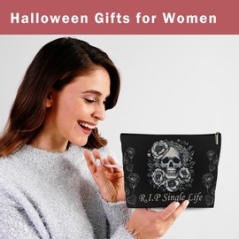 Lyiibb Rip Single Life Party Gifts for Women, Bachelorette Makeup Bag, Funny Gothic Cosmetic Bag with Zipper, Newly Married Gifts for Wife, Friend