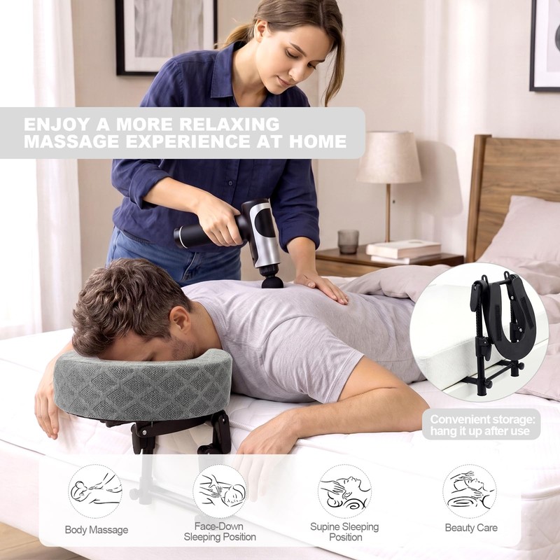 Massage Headrest for Bed with 2 Replaceable Pillow Covers &