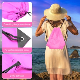 KUUQA 2 Pcs Drawstring Backpack Bags Bulk Pink Drawstring Bag Foldable Gym Bag Sports Cinch Sack String Backpack Storage Bags for Women Men Shopping Gym Travel Sports