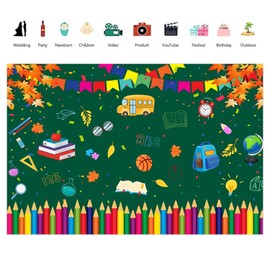 Leowefowa Back to School Backdrop 10x8ft First Day of School Banner Teacher Students Gifts for Celebration Party Banner Decor Blackboard Party Decoration Classroom Photo Booth Props Vinyl