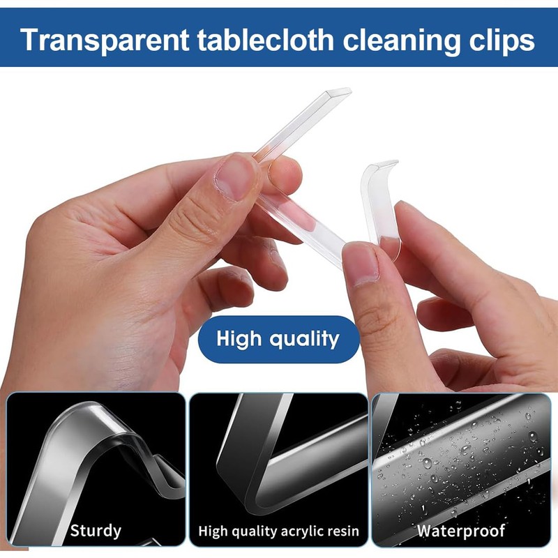 Pack of 6 Plastic Tablecloth Clips, Transparent Table Cloth Holder