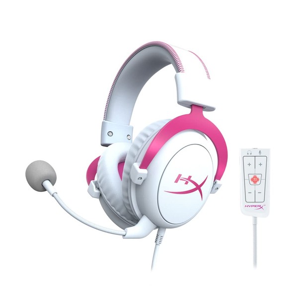 HyperX Cloud II 4P5E0AA Gaming Headset, Supports 7.1 Virtual Surround Sound, USB Audio Control Box Included, Pink