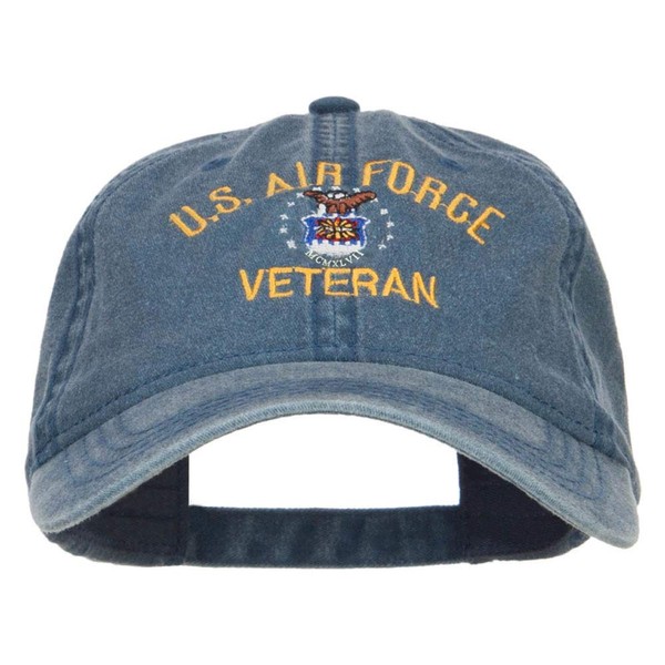 E4hats US Air Force Veteran Military Embroidered Washed Cap - Navy OSFM