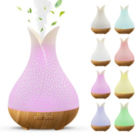 Katusie Essential Oil Diffusers, Cute Small Aromatherapy Diffuser with 3 Timers＆ 7 Ambient Light, Ultra-Quiet Oil Diffuser for Room Home Office(150ml), White