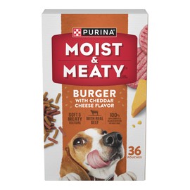 Purina Moist & Meaty Purina Moist and Meaty Burger With Cheddar Cheese Flavor Dry Soft Dog Food Pouches - 36 ct. Pouch