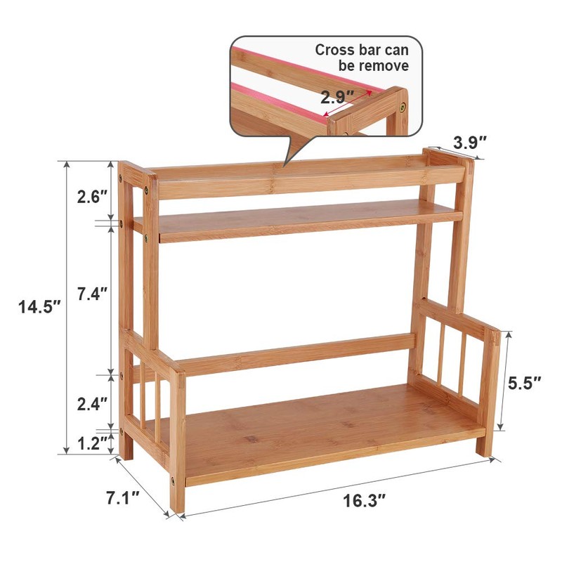 Ufine 2 Tier Bamboo Spice Rack Organizer Kitchen Countertop Storage
