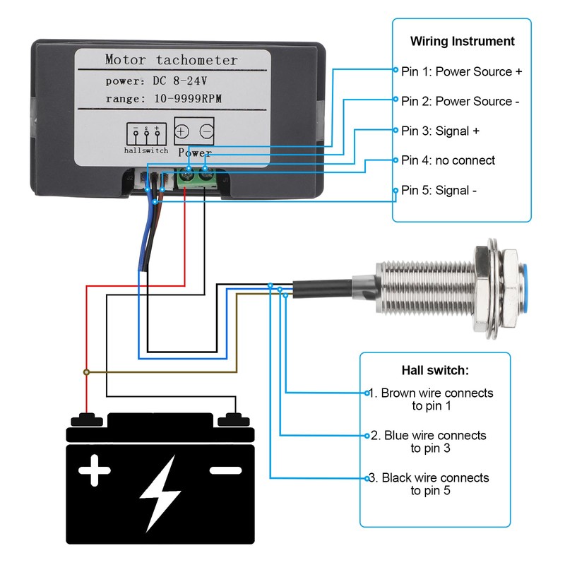 EEEkit 4 Digital Blue LED Tachometer, RPM Speed Meter Digital