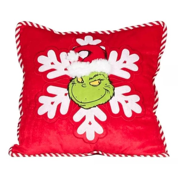 Cojin Cojín Navideño Rojo Con Copo De Nieve Decorativo