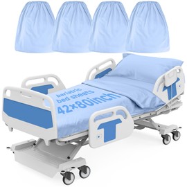 4 Pack Bariatric Hospital Bed Sheets - 42x80x12 Inch Deep Pocket Fitted Sheets for Oversized Medical & Bariatric Mattresses - Soft Knitted, Durable & Stretchable (Blue)
