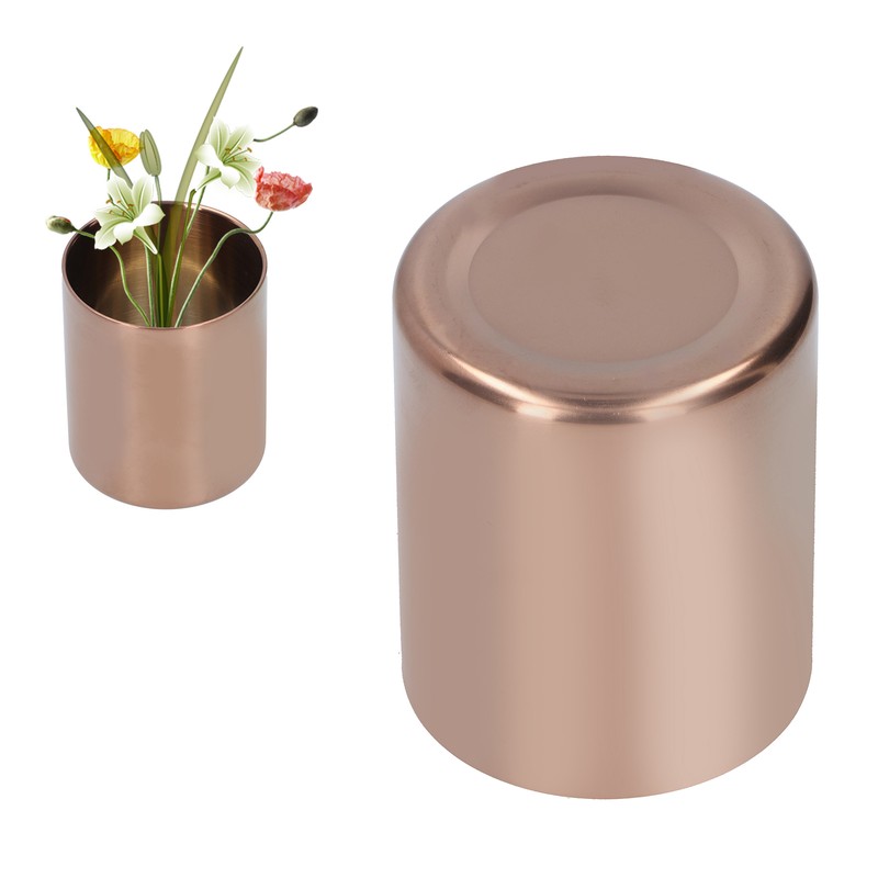 Round Pen Holder Stainless Steel Vase Cosmetic Brush Container Desktop