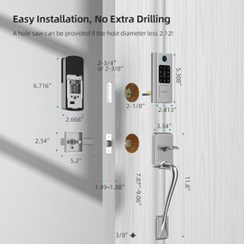 Smart Locks for Front Door, HEANTLE Deadbolt Door Lock Set Keyless Entry Fingerprint Bluetooth Electronic Digital Keypad Remote Control Compatible with Alexa