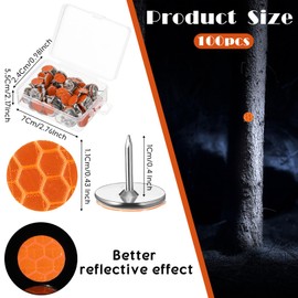 Fullhawl 100 Pcs Reflective Tacks Trail Marking Tacks Reflective Trail Tacks Glow Tacks Reflective Trail Markers Mark Trail Reflective Thumb Tacks for Hunting Hiking Camping Tree Stand (Orange)