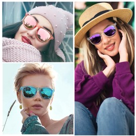 Joopin Oversized Square Sunglasses Mirrored Sun Glasses Polarized UV400 Protection Trendy Shades for Women Men Shady Rays (All Pink + All Blue + Purple)