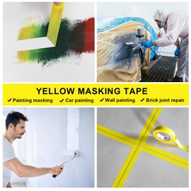 BOMEI PACK Yellow Painters Tape 1 Inch Bulk - Paint Tape 20 Rolls x 1 Inch x 55 Yards - Yellow Masking Tape for Walls Painting, DIY Crafting, Edge Finishing and School Projects, Total 1100 Yards