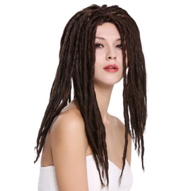 WIG ME UP - 90674-ZA4 Wig for Men and Women, Carnival, Dreadlocks, Rasta, Reggae, Rastafari, Hippie Dreads, Brown, 40 cm