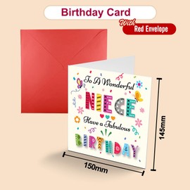 Papa Prints Niece Birthday Cards for Women Niece Birthday Cards Adult (145 x 150 mm) Niece Birthday Cards for Men Happy Birthday Card Niece with Envelope Birthday Card for Niece