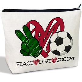 CLHHM Soccer Gifts Makeup Bag Cosmetic Bag with Zipper - Travel Toiletry Bag for Travel Essentials, Birthday Gifts for Women, Gifts for Teenage Girls & New Mom Care Package