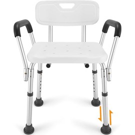 TABEKE Shower Chair for Inside Shower, Shower Chair with Backrest & Armrest, Anti-Slip Feet, Height Adjustable Shower Bench, Shower Seat for Elderly and Disabled-400lb
