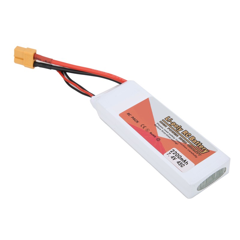 7.4V 2200mAh 2S 45C Lipo Battery Pack with XT60 Plug