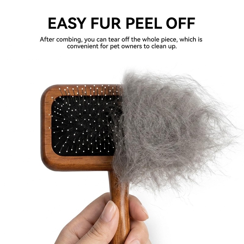 Natural Wood Cat Slicker Brush for Long & Short Haired