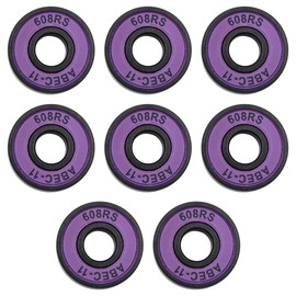 Tiardey 8 Pcs Skateboard High Speed Bearings Skateboard Accessories 608 RS ABEC-11 (Purple)