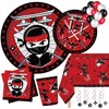 Serve 24 Ninja Theme Party Supplies Includes Plates,Napkins,Table Cover, Happy