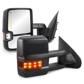 MOSTPLUS Power Heated Towing Mirrors Compatible with 2014-2018 Chevy Silverado GMC Serria w/ Turn light, Clearance Lamp (Set of 2)-Black Not for Diesel Truck