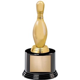 Crown Awards Bowling Trophy, 7" Bowling Pin Trophy On Black Round Base