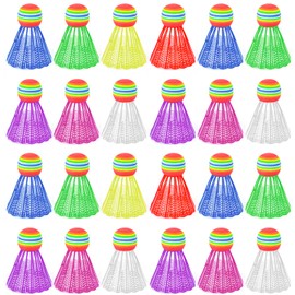 Set of 24 Nylon Badminton Balls, Shuttlecock, Shuttlecocks Made of Plastic, Multicoloured Badminton Balls, Coloured Badminton, Suitable for Indoor and Outdoor Sports, Training, Entertainment and