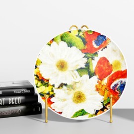 UoYeet Plate Stand for Presentation, 8 Inch Plate Holder Display Stand, Gold Picture Frame Stand for Table, Decorative Easel Stand for Photos, Art, Plates and Books (Pack of 2)