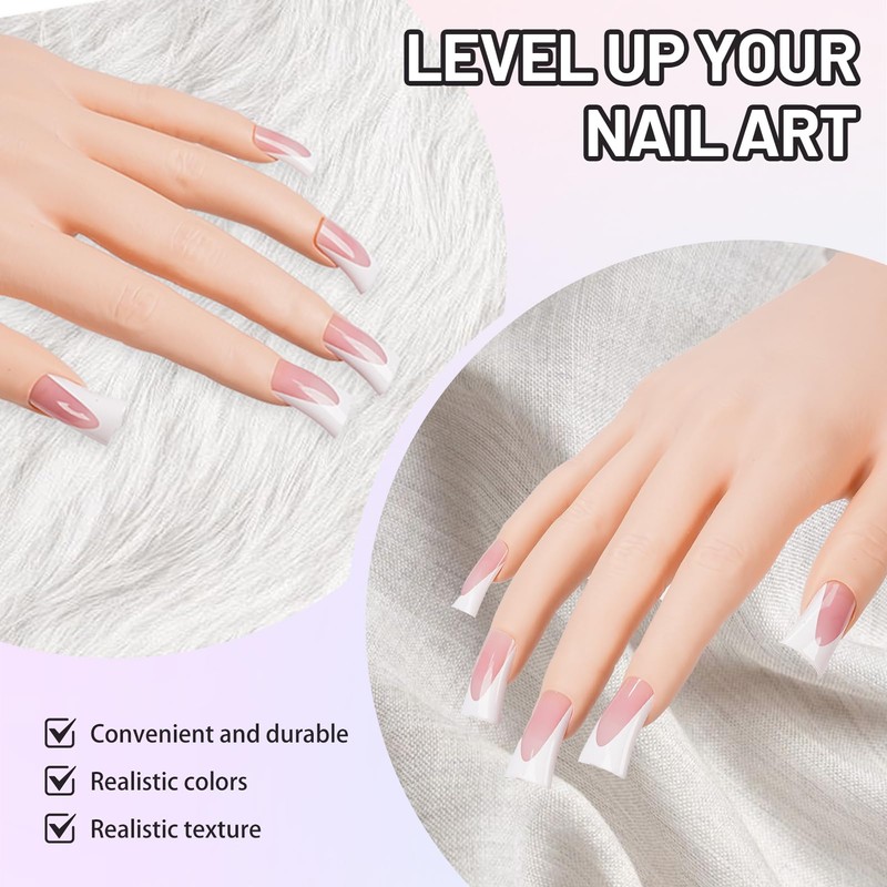 Naughtology Silicon Practice Hand for Acrylic Nails, Realistic Fake Hand