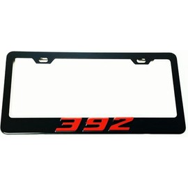 1PC 3D 392 Emblem License Plate Frame Cover Holder Sport, Stainless Steel Black
