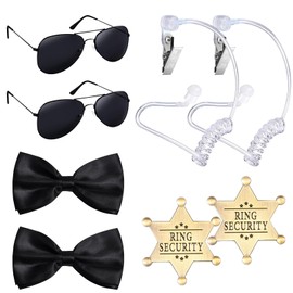 8 Pcs Ring Wedding Security Set,Kids Wedding Sunglasses Ring Bearer Proposal Bow Tie Ring Bearer Gifts,Ring Security Badge and Earpiece Cosplay for Kids Wedding Props Police FBI Cosplay (Multicolor8)