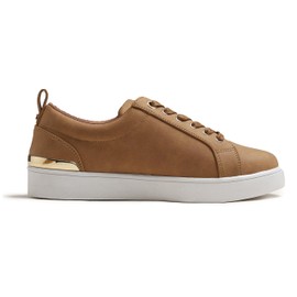 BREEZE NOUTHERLY - Tenis ligeros de piel vegana para mujer, Nobuck de piel vegana de camello casual con cordones, 7.5 US