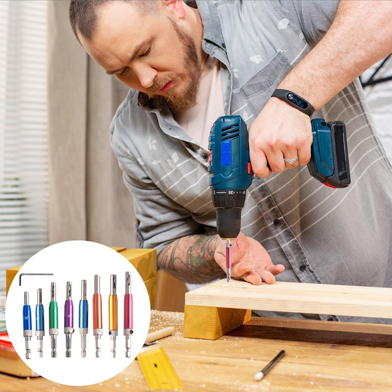 8 Pcs Hinge Drill Bit Set Centring, HSS Self Centering