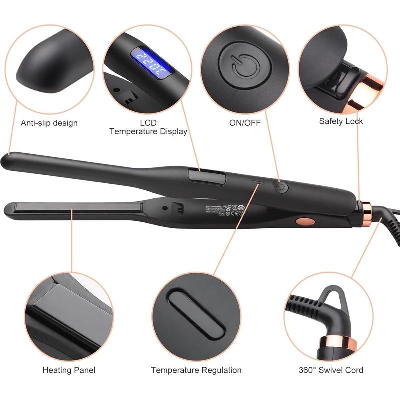Hair Straightener Pencil Flat Iron, Ceramic Mini Small Flat Iron