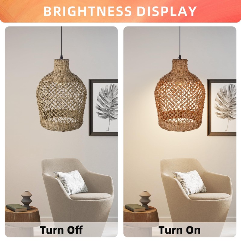 Arturesthome Rattan Pendant Light Woven Chandelier Handwoven Boho Coastal Pendant