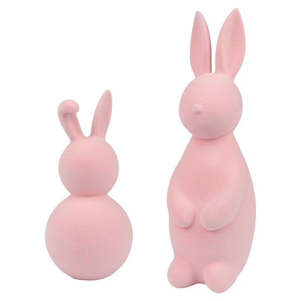 TaoQ C 2 Pack Easter Bunny Figurines Pink Resin Rabbit