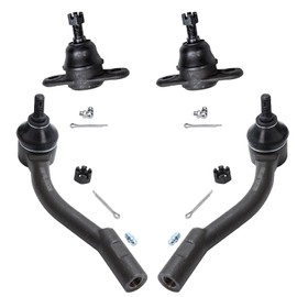 Detroit Axle - Front 4pc Suspension Kit for Hyundai 06-11 Accent, 2 Lower Ball Joints 2 Outer Tie Rod Ends 2006 2007 2008 2009 2010 2011 Replacement